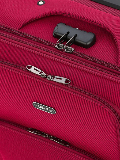 Чемодан на колёсах средний 72 л (M), на молнии, с увеличением, кодовый замок, 4 колеса, красный