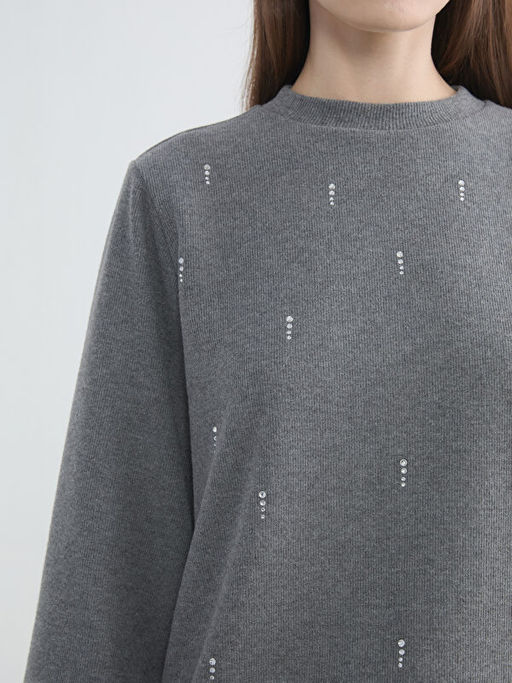 Bisiklet Yaka Ta?l? Kad?n Sweatshirt Tunik