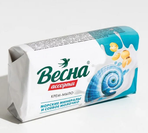 ВЕСНА АССОРТИ мыло-крем туалет.в/об. 90гр Морские минералы и Соевое молочко