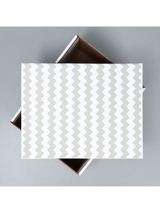 Цена за 5 шт. Коробка подарочная складная белая, упаковка, «Зигзаги», 32 х 25 х 16 см