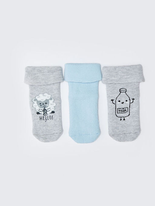 Desenli Erkek Bebek Havlu Soket ?orap 3l? - Waikiki фото 3