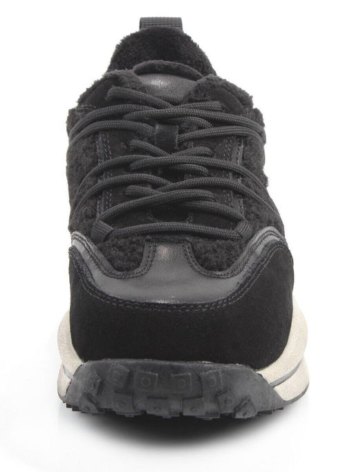 04-XKL23-138R BLACK Кроссовки утепленные женские (натуральная кожа, натуральная замша, байка)