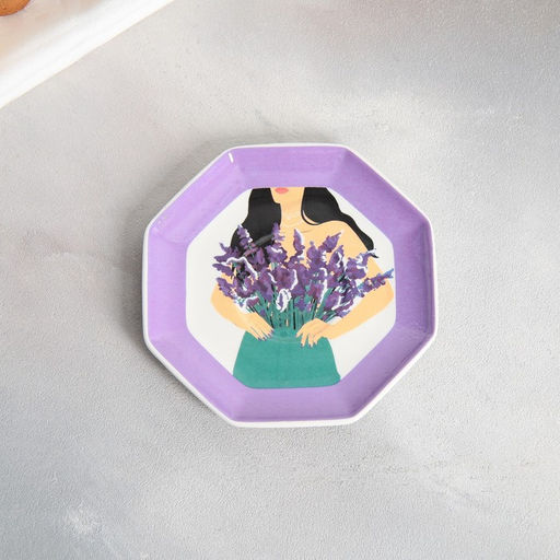 Чайная пара керамическая «Лаванда»: кружка 200 мл, блюдце 13 см