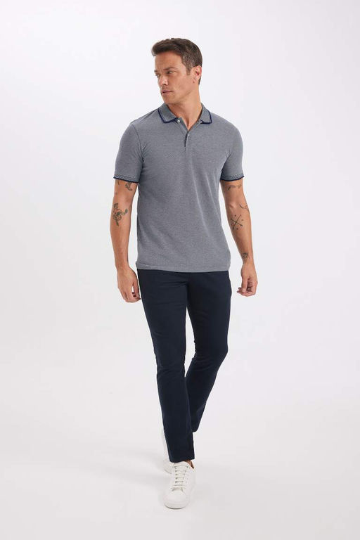 Slim Fit Dar Kesim K?sa Kollu Pamuklu Polo Tisort - Defacto фото 3