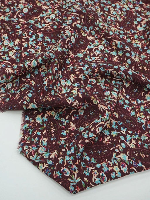 Штапель Премиум (Digital) Энжела цв.вишневый, ш.1.45м, вискоза-100%, 120гр/м.кв - Купава фото 13