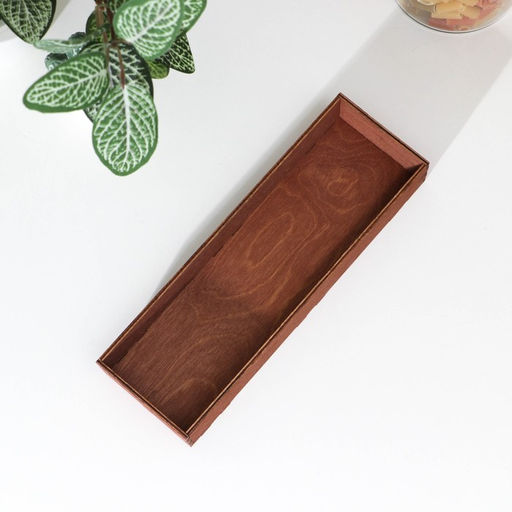 Лоток деревянный для подачи столовых приборов Доляна, 25×8×4 см, цвет мокко