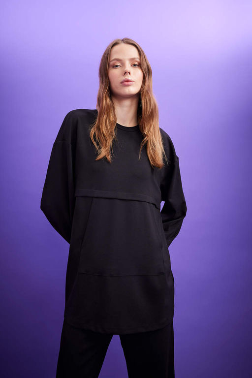 Толстовка-туника с капюшоном Relax Fit - Defacto фото 3