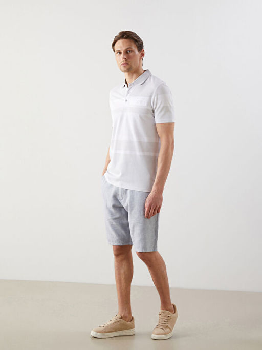 Polo Yaka ?izgili Merserize G?r?n?ml? Erkek Ti??rt