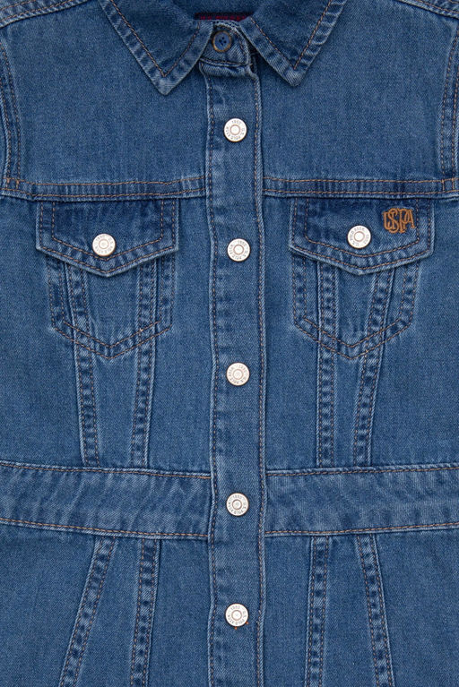 Темно-синее джинсовое платье для девочки Неожиданная скидка в корзине - U.s. polo assn фото 3