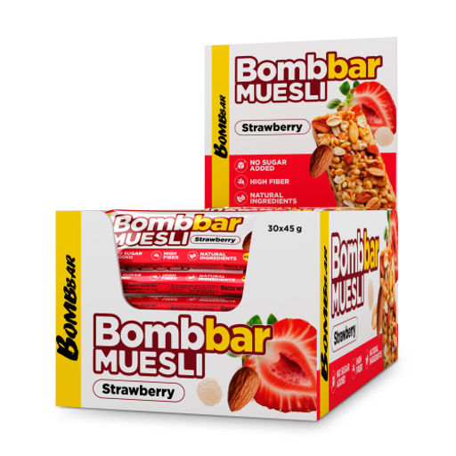 Мюсли-батончики Bombbar - Клубника-миндаль 1шт.