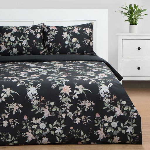 Постельное бельё Этель евро Black flowers, 200 х217 см, 214х240 см, 50х70 см -2 шт, мако-сатин 114г/м2  фото 3