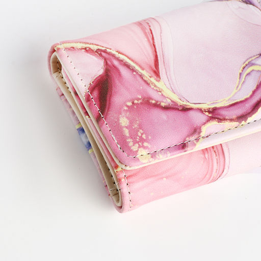 Кошелёк женский на кнопке, 10×1.5×8 см, с принтом, розовый