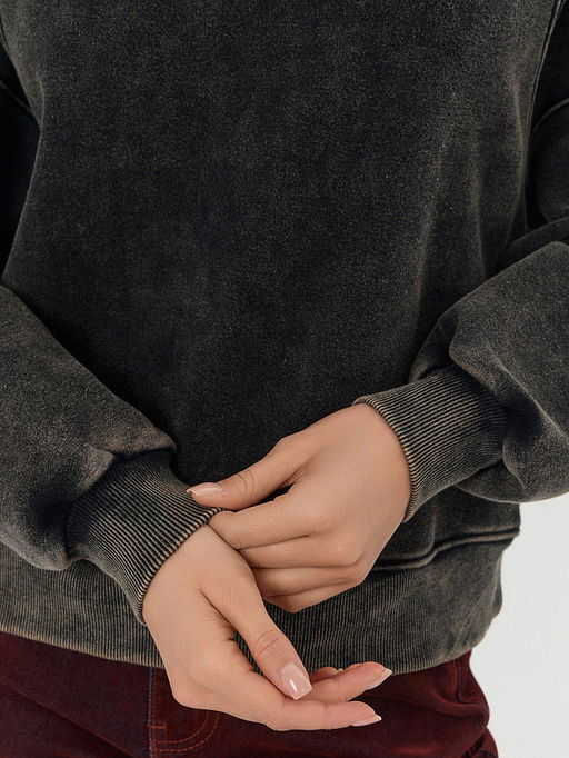 Теплый свитшот женский черный с начесом