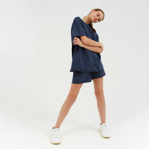 Костюм спортивный женский: футболка, шорты, MINAKU: Casual Collection, размер 44, графитовый