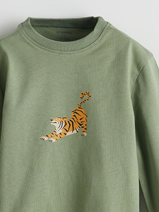 Bisiklet Yaka Bask?l? Erkek ?ocuk Ti??rt