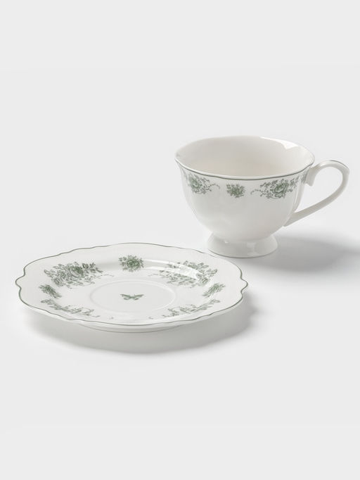 Чайная пара WY Emerald Essence, фарфор, 220 мл, белая