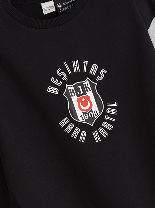 Bisiklet Yaka Be?ikta? Bask?l? Erkek ?ocuk Sweatshirt