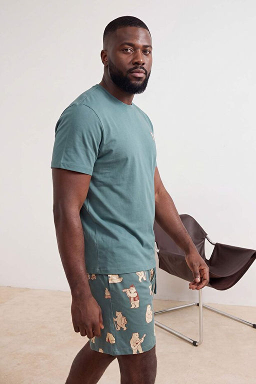 Ye_il Regular Animal Homewear B_y_k Beden Pijama Tak_m_ TMNSS26AI00016 - Trendyolmilla фото 2