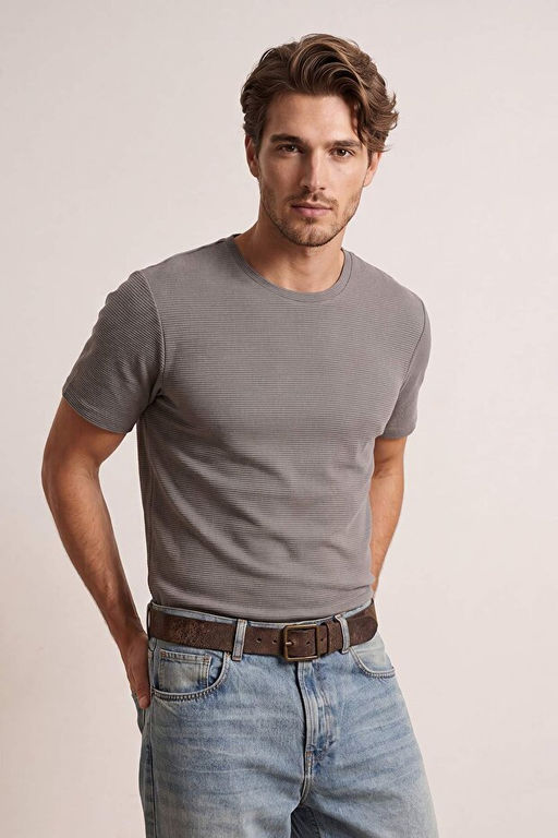 Vizon Regular/Normal Kesim Dokulu T-Shirt TMNSS26TS00067 - Trendyolmilla фото 2