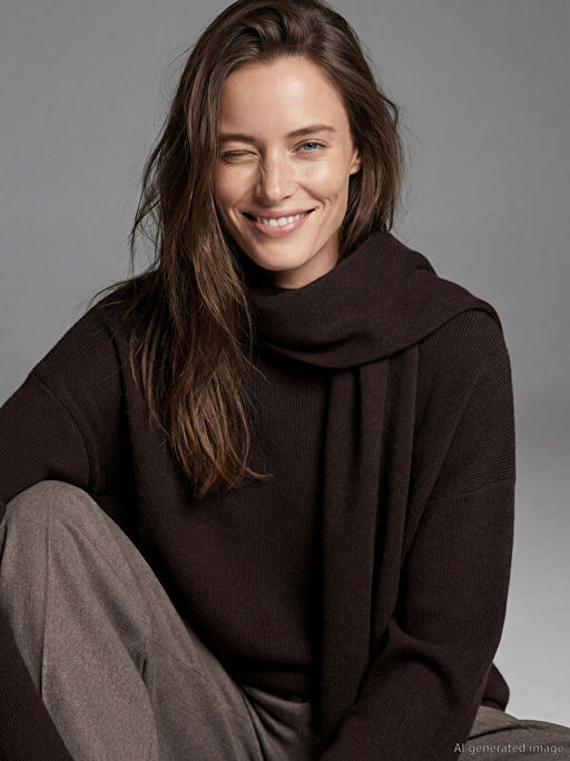 Atk?l? Oversize Kad?n Triko Kazak