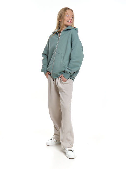 Толстовка с начесом оверсайз на молнии 22-5609 мятный - Mini maxi фото 6