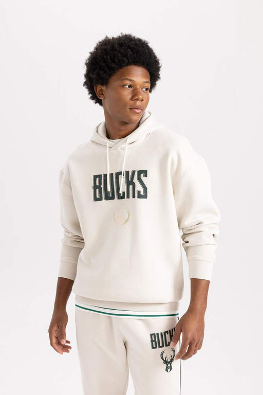 DeFactoFit Толстовка оверсайз с капюшоном и капюшоном NBA Milwaukee Bucks  фото 5