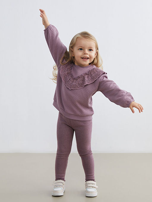 Bisiklet Yaka K?z Bebek Sweatshirt ve Tayt