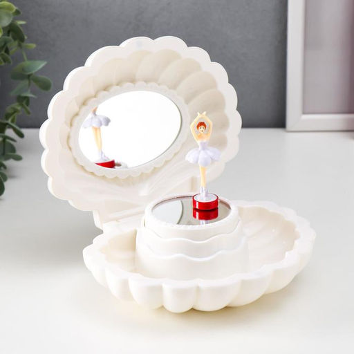 Шкатулка музыкальная механическая «Белая ракушка», пластик, 7.5×15.5×12 см