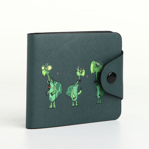 Кошелёк детский «Черепахи», маленький, на кнопке, зелёный