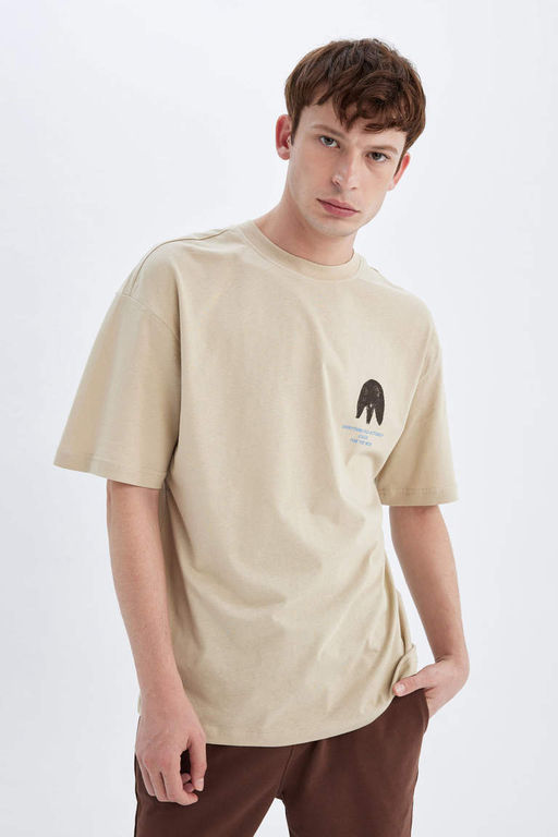 Футболка Comfort Fit с круглым вырезом и короткими рукавами с принтом на спине - Defacto фото 5