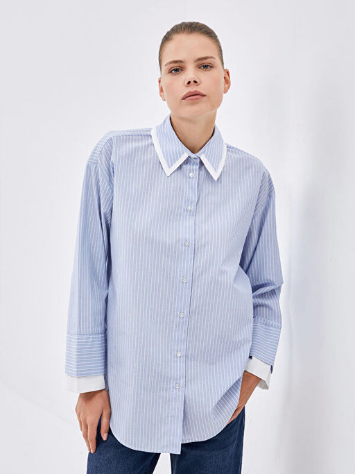 ?izgili Oversize Kad?n G?mlek Tunik