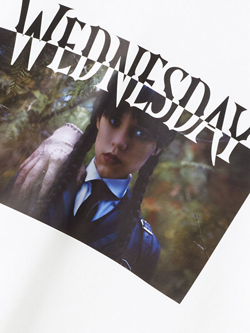 Wednesday Bask?l? Uzun Kollu K?z ?ocuk Hoodie - Waikiki фото 3