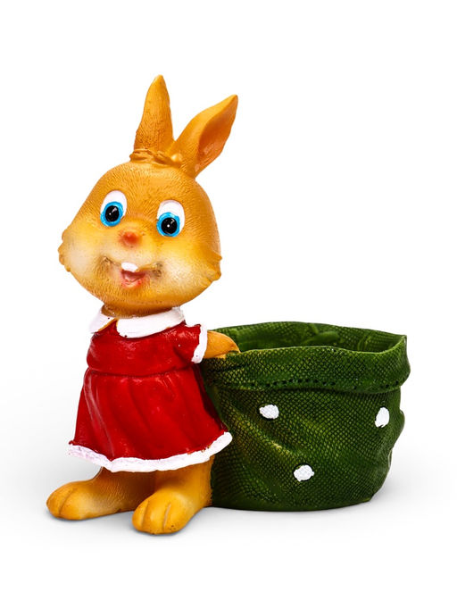 Декоративное кашпо для цветов «Зайка с мешком», 300 мл, 13×10×15 см, полистоун, Greengo