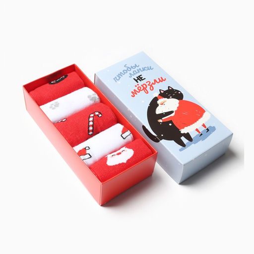 Носки женские новогодние KAFTAN Чтобы лапки не мерзли размер 36-39 (23-25 см), набор 5 пар