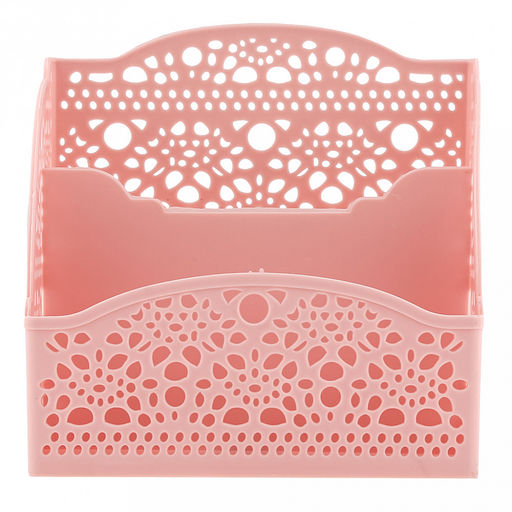 "Домашняя мода" Корзина пластмассовая для хранения "Узоры" 8х13,3см h13см, розовые лепестки (Китай)