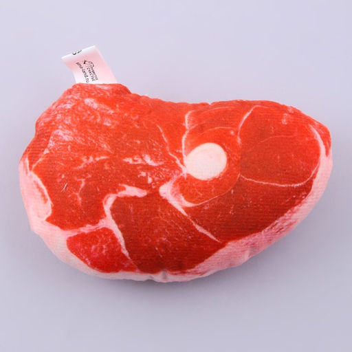 Игрушка для собак с пищалкой Стейк из текстиля, 13 х 10 см - Пушистое счастье фото 4