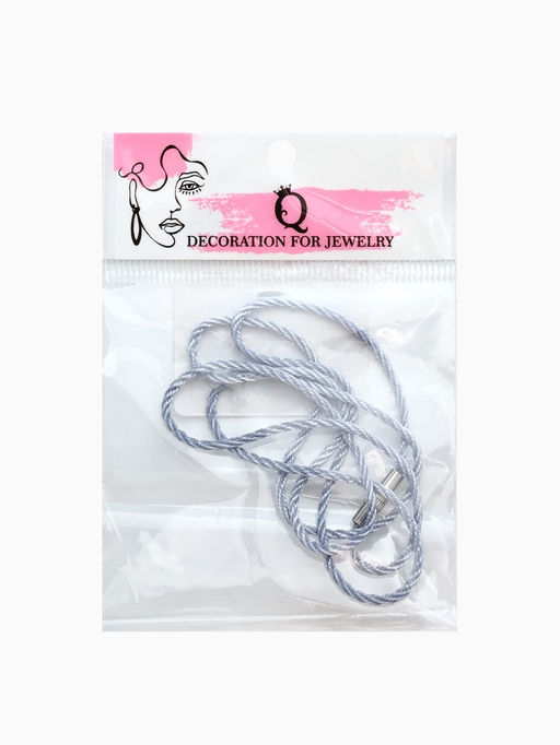 Цена за 2 шт. Шнурок гайтан 60 см d=2 мм, цвет серебряный, винтовой замок серебро