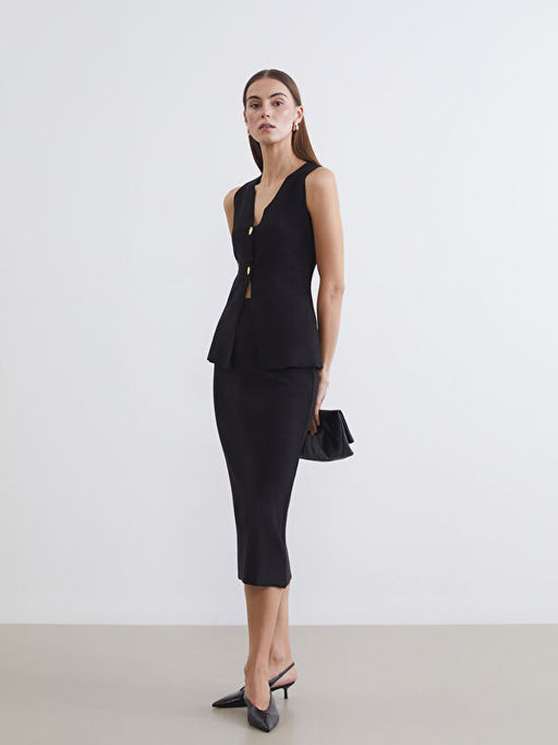 Beli Lastikli Triko Etek