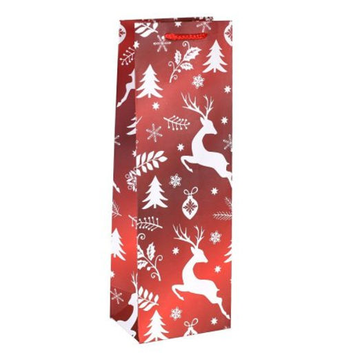 Цена за 12 шт. Пакет подарочный 12х36х9см под бутылку / 9068 /уп 12/600/Новый год - Галеонтрейд фото 3