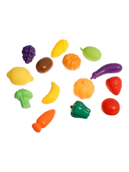 Продуктовая тележка «Магазинчик», с овощами и фруктами, 15 предметов