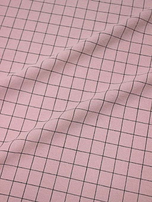 Вареный (стираный) хлопок Черная клетка (1.8*1.8см) цв.пыльный розово-сиреневый, ш.2.5м, хл-100%