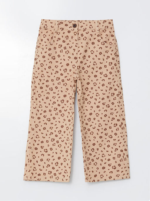 Wideleg Fit Leopar Desenli K?z ?ocuk Pantolon
