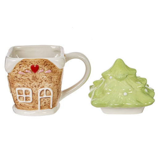 Кружка с крышкой "Пряник", 300 мл, L13 W10 H15 см