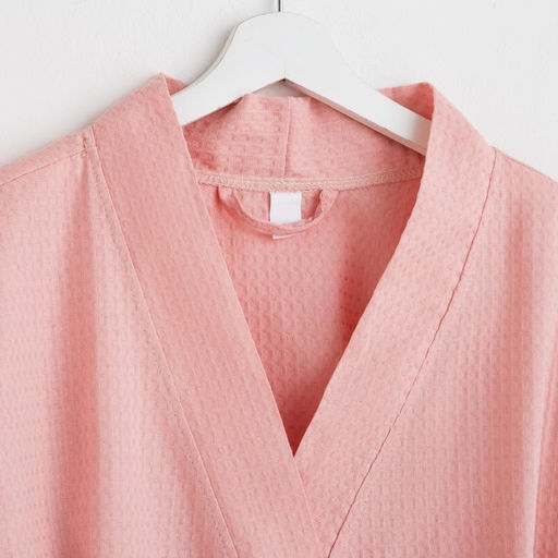 Халат вафельный женский удлинённый Экономь и Я размер 54-56, цвет пудра, 100% хлопок, 200 г/м²