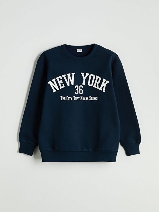Bisiklet Yaka New York Bask?l? Erkek ?ocuk E?ofman Tak?m?