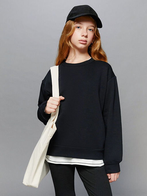 Bisiklet Yaka K?z ?ocuk Sweatshirt