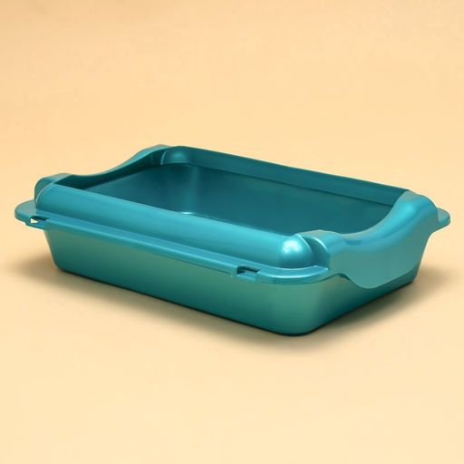 Туалет средний с бортом и сеткой 36 х 26 х 9 см, лоток+сетка+борт бирюзовые