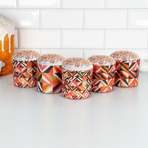 Цена за 20 шт. Форма бумажная для кулича «Модерн», 9×9 см, МИКС