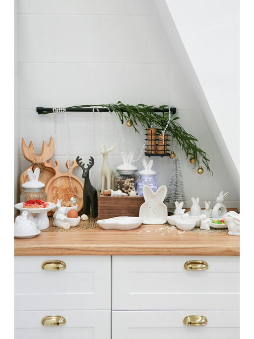 Банка стеклянная для сыпучих продуктов с керамической крышкой Доляна Зайка в золотом, 950 мл  фото 28