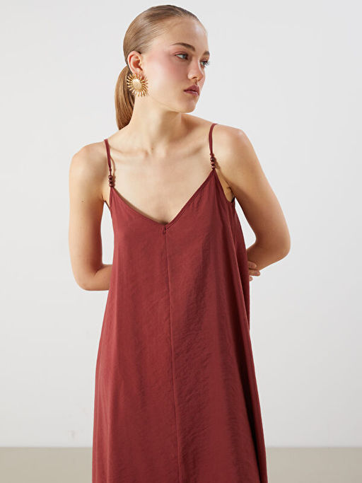 V Yaka Ask?l? A Kesim Modal Kar???ml? Elbise